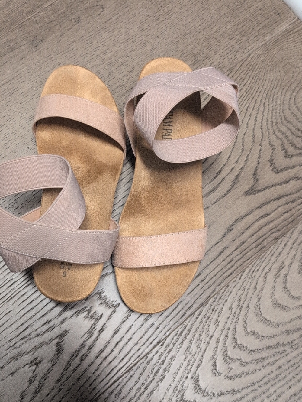 Dream Pairs Nude Blush Crossover Elastic Slide Sandals